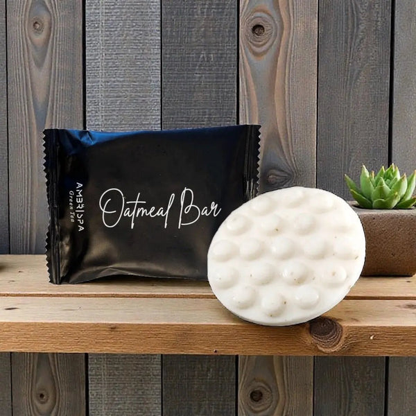 Bulk Hotel Soap Oatmeal AMBR 50 Pack - Branded Amenities by Custom Amenities Inc.