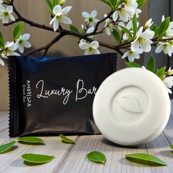 Hotel Soap Supplies AMBR Spa 50 Pack - Branded Amenities by Custom Amenities Inc.