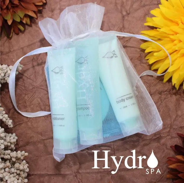 Toiletry Kit Organza Bag Hydro Spa 10pk - Branded Amenities by Custom Amenities Inc.